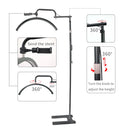 Floor lamp with mobile phone holder, Half moon beauty lamp, nail lamp, tattoo lamp, eyelash extension lamp, LDE fill light, adju