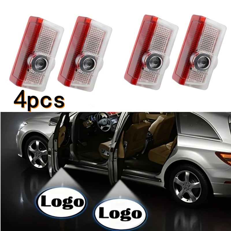 4Pcs Car Door Lights Laser Logo Lamp For Mercedes Benz A B C M ML GLA GLS E Class W176 W205 W166 W212 Car Styling Accessories