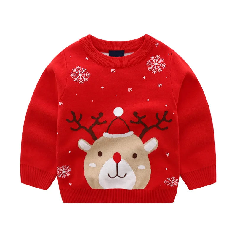 2-6Y Kid Girl Sweater Baby Christmas Snowman Children Sweater Girl Long Sleeve Christmas Clothes Knitwear Pullover Knitted Party