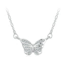 WOSTU 925 Sterling Silver Simple Butterfly Pendant Necklace Lady Engagement Accessories with CZ Stackable Links Jewelry Gift