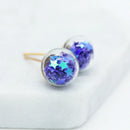 New Fashion Design 10MM Glass Ball Colorful Stars Glitter Beads Gravel Small Earrings for Women Temperament Small Girls Gifts