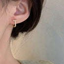 PONYKISS 925 Sterling Silver Needle Zircon Bend T Letter Hoop Earrings for Women Summer New Minimalist Exquisite Fashion Jewelry