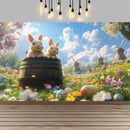 Easter Happy Theme Party Decoration Backdrop Spring Grass Flowers Rabbit Easter Egg Party Supplies Decorations Banner Gift