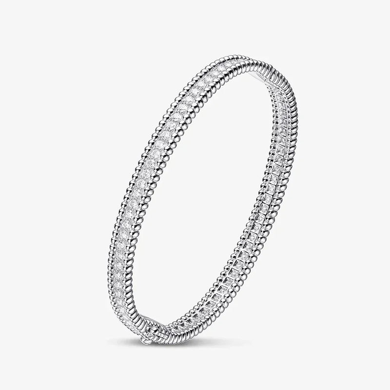 Light Luxury 925 Sterling Silver 2mm Full Moissanite Women's Bracelet 18k White Gold Plated Diamond Bracelet