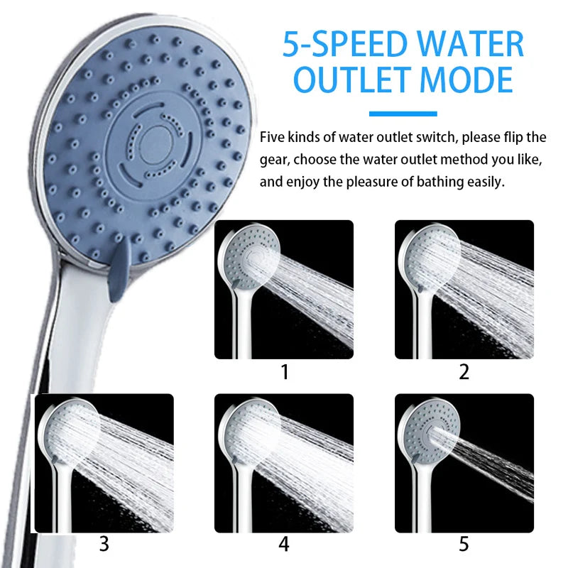 Zloog ABS 5 Modes Adjustable Shower Head Handheld Rainfall Sprinkle High Pressure Shower Nozzle Bathroom Accessories