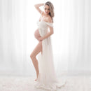 Maternity Dresses for Photo Shoot Off Shoulder Short Sleeve Mesh Sheer Split Long Pregnancy Dress Women Maternity Clothes