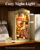 Robotime Rolife Book Nook DIY Dollhouse Furniture 4 Kinds Booknook Bookends Model Kit with LED Light for Bookshelf Insert Decor