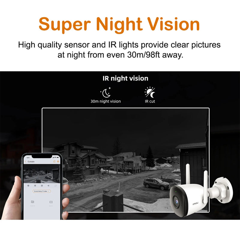IMOU Bullet 2C 2MP/4MP Outdoor Wifi Camera IP67 Weatherproof AI Human Detection Outdoor Surveillance IP Camera