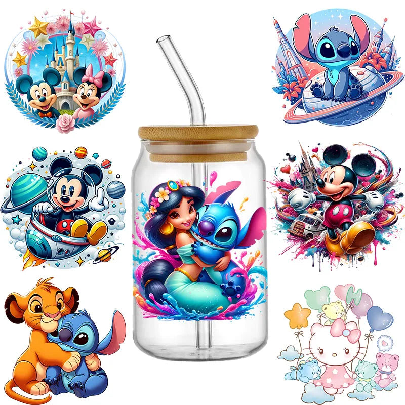 UV DTF Transfers Stickers Stitch Mickey Mouse Transfer Printing UV DTF transfers for Cups Wraps Bulk DTF Wraps Glass Decals