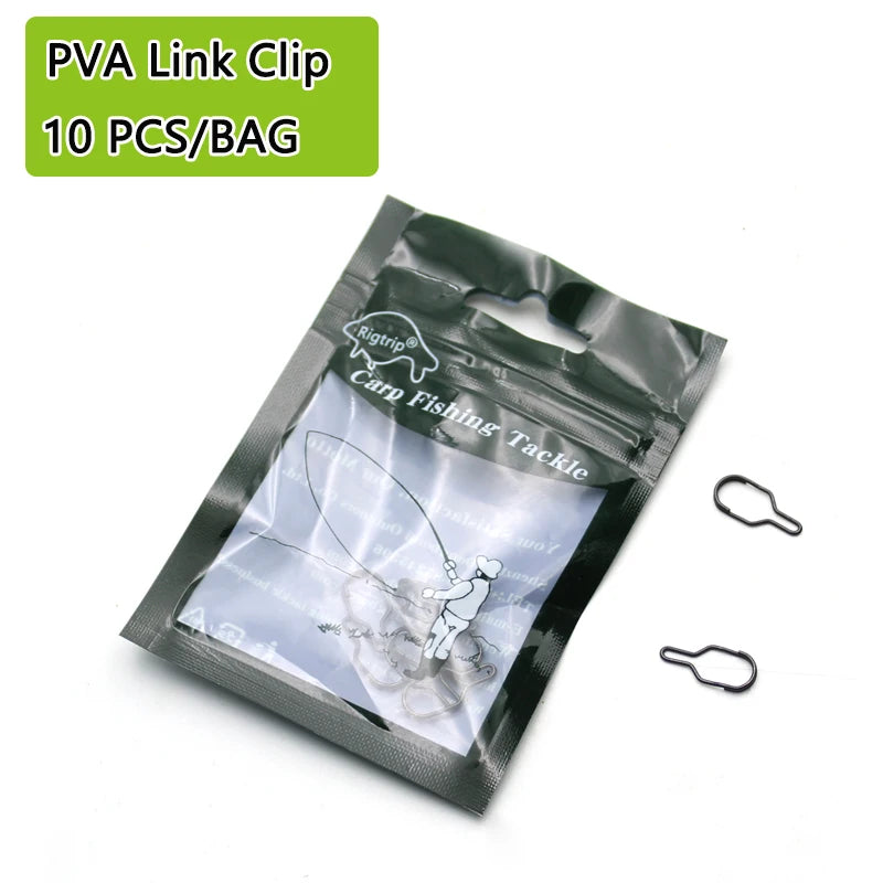 10PCS Soluble PVA Mesh Refill Carp Fishing Feeder Fishing Lures Refill Rig Hook Bait Wrap Bags 25mm 37mm 44mm PVA Bag Clip