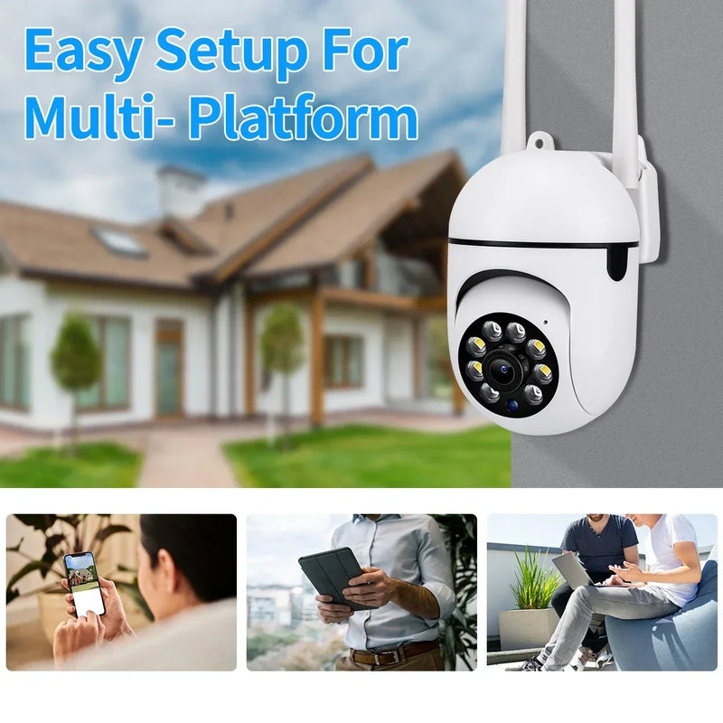 5MP Wifi Wireless Security Monitor Cameras Color Night Vision Outdoor Waterproof Cam Smart Home 4x Zoom CCTV Surveillance Camera