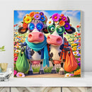 Momoart DIY Ölgemälde nach Zahlen Kuh Tier Ohne Rahmen Wandkunst Malen nach Zahlen Rinder Neuheiten Blumendeko für Zuhause