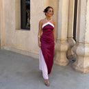 The Suzette | Color-Block Scarf-Collar Maxi Dress