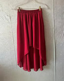 SETWIGG Summer Bohemian Style Dip Hem Long Chiffon Skirts Elastic Waist High Low Long Pleated Asymmetric Chiffon Skirts 15 Color