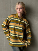 Bornladies Spring Summer New Women's Retro Striped Polo Collar Oversized Long Sleeve T - Shirt Trendy Casual Loose Basic Top