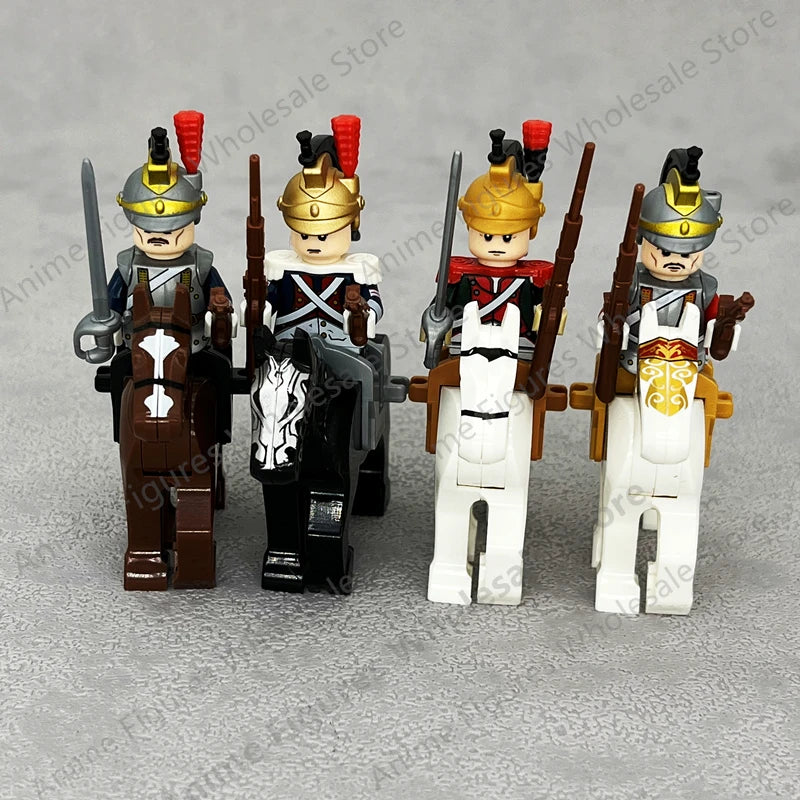 Medieval Napoleonic War French Dragoon British Soldiers Pirates Figures Army Scottish Fuisiler Building Blocks Weapons Brick Toy