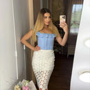 Suninheart Summer White Corset Top Elegant 2025 New Arrivals Short Backless Lace Up Tops Cotton Jacquard Bodycon Tops Women