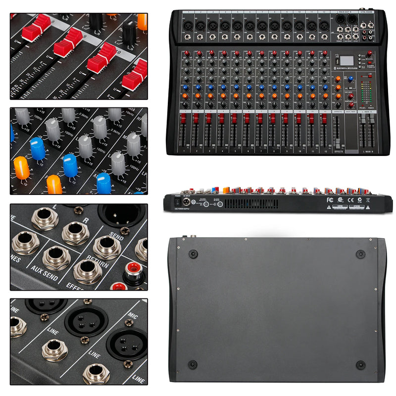 DEPUSHENG DX12 Professional Audio Mixer 12 Channel Studio Audio Consol