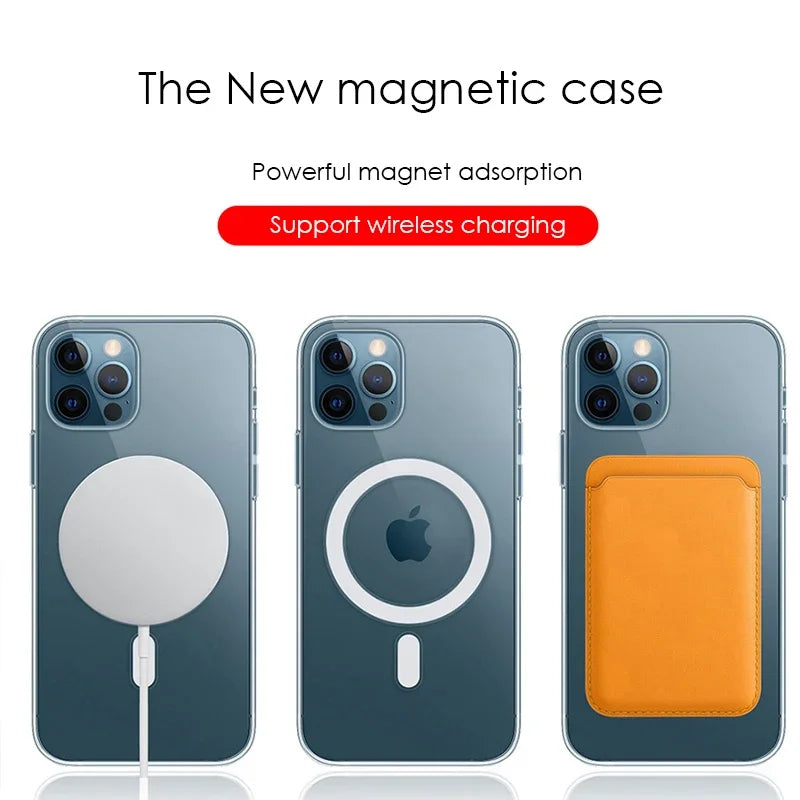 Ultra Clear Magnetic Circle Magsafing Case For iPhone 15 14 13 12 11 Pro Max Mini XS XR 78 Plus SE iPhone Magnetic Macsafe Cases