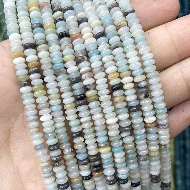 Natural Agates Tiger Eye Chalcedony Jades Stone Round Rondelle Spacer Beads For Jewelry Making Diy Bracelet Accessories 2X4mm