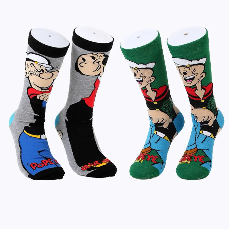 Popeye the Sailors Socks Cartoon Socks Pure Cotton Male Fashion Trend Tube Socks Adult Sports Socks Children's Toy Birthday Gift