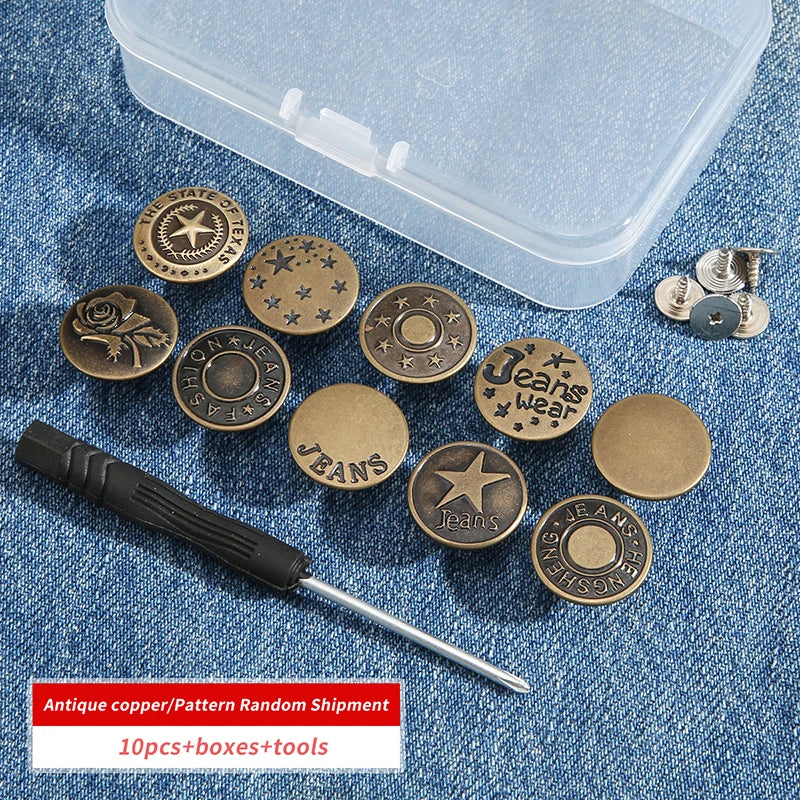 5/10/20pcs jeans button adjustable waist shrinker Nail free metal button Removable I-button seam free waist button