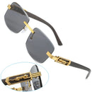 Neue Metall Leopard Randlose Rechteckige Vintage Sonnenbrille Für Herren Mode Randlose Getönte Brille Damen Verlauf Sonnenschutz Brille