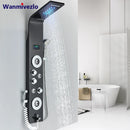 LED-Duschsystem Bad Duschsäule Schwarz Regenfalldusche Duschpaneel Bidetarmatur mit Handbrause Massagedüsen Auslauf