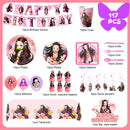 Nezuko Birthday Decorations,117pcs Decorations&Nezuko Party Tableware Set-Party Plates Tablecloth&Cake Topper Banner Balloons