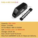 Ebike Battery Hailong Polly 36V 48V  20Ah 24Ah 25Ah 18650 21700 Electric Bike Batteria 14.4ah for500W 750W 1000W 1500W Motor