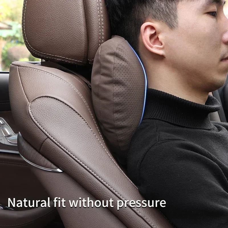 Super Soft Car Headrest Neck Support Seat Auto Breathable Pillow Protector Neck Compatible For Tesla Audi Benz BMW Car Interior