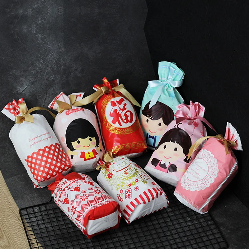 20/50pcs Christmas Candy Bags Christmas Decorations Santa Gift Bag Navidad Xmas Gift Bags Cristmas Cookies Packing Bag 15x23cm