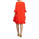 Yeezzi Female Falbala Elegant Party Evening Dress 2024 Spring Summer Half Sleeves Solid Color Casual Red Midi Dresses For Women