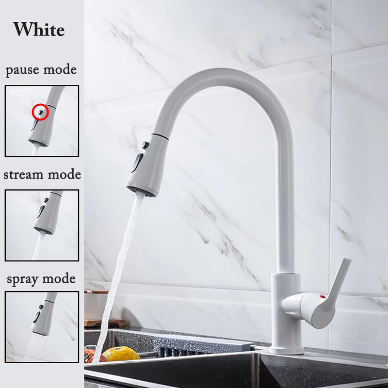 Kitchen Faucets 304 stainless steel Pull Out Kitchen Sink Water Tap Deck Mounted Mixer Stream Sprayer Head Hot Cold Taps