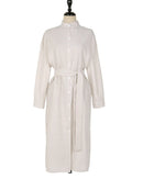 Colorfaith DR1800 2023 Gestreiftes Baumwoll- und Leinenhemdkleid Schnürung Damen Frühling Sommer Elegant Koreanische Mode Lange Kleider für Damen