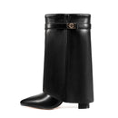 Ladies' Autumn and Winter New Pointed Knee High Women's Boots, Thick High-heeled Long Pants Boots, Fashionable Mid Rise Boots
