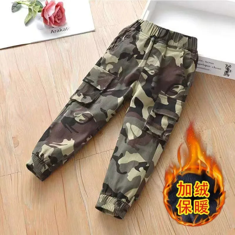 Children's winter jeans plus velvet thickening children's warm casual denim trousers Christmas gifts for boys aged 3-9-12