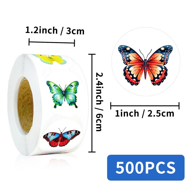 500PCS Cute Butterfly Sticky Paper Sticker Labels Thank You Sticker Sealing Stationery Supplies DIY Decoration Scrapbooking