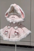 The Rabbit Hour | Lolita Two-Piece Slip Dress and Furry Hooded Cape Set