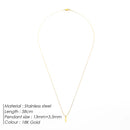 ELANDIS Simple Square Pendant Necklace Stainless Steel Gold-Plated Men's Accessories Wholesale