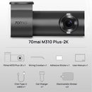 70mai M310 Plus 2K Dash Cam 1440P 143° FOV Night Vision Smart Voice Control 24H Parking Guard Car DVR Camera Mini Easy Install