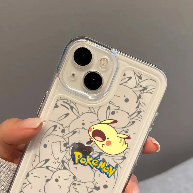 Pokmon Pikachu Phone Case For iPhone 15 14 13 11 12 Pro Max Xs X Mini 7 8 PLUS Coque Transparent Cover