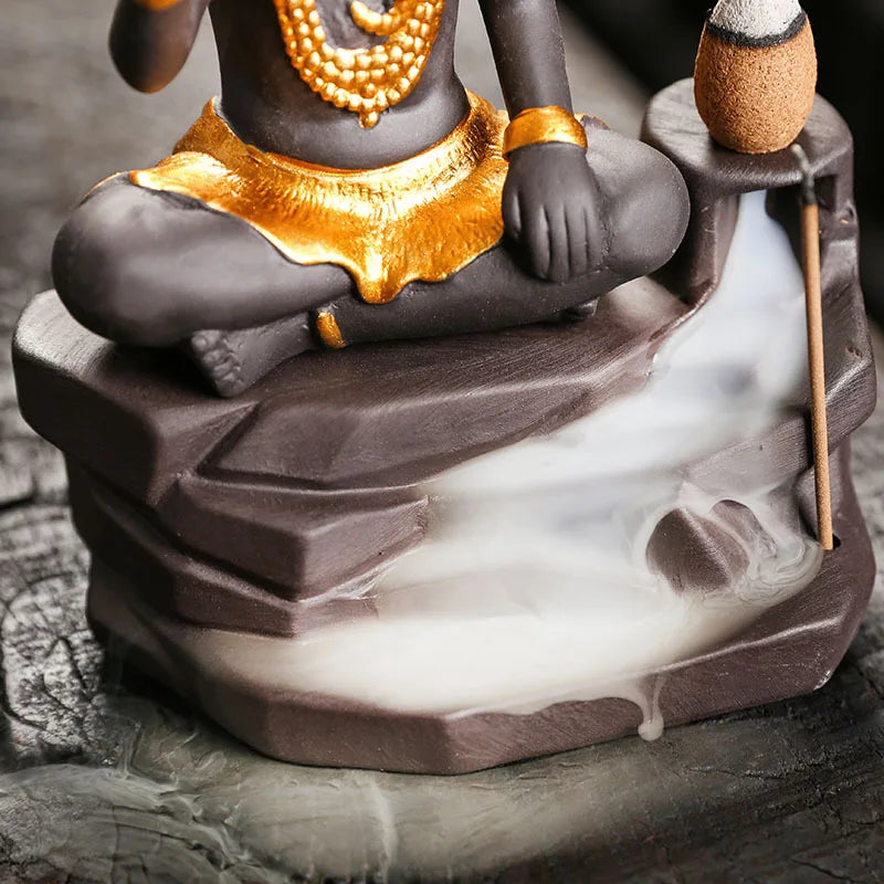 Shiva Buddha  Ornaments For Home Decoration Backflow Incense Burner Handmade Purple Clay Incense Stick Holder