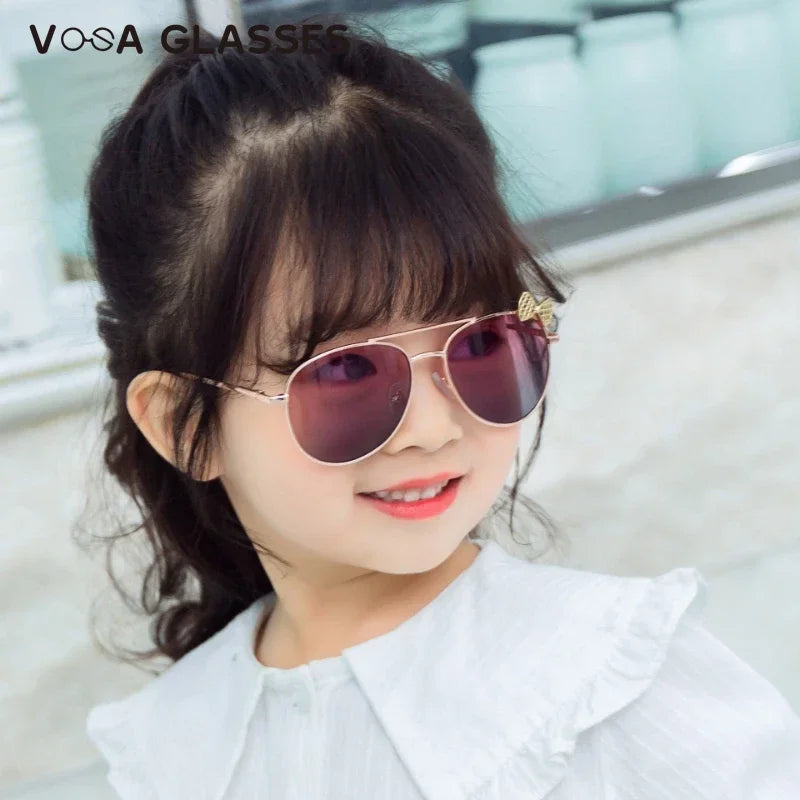 Kids Cute Sunglasses Metal Frame Children Sun Glasses Fashion Girls Outdoor Cycling Goggles Party Eyewear Photography Supplies