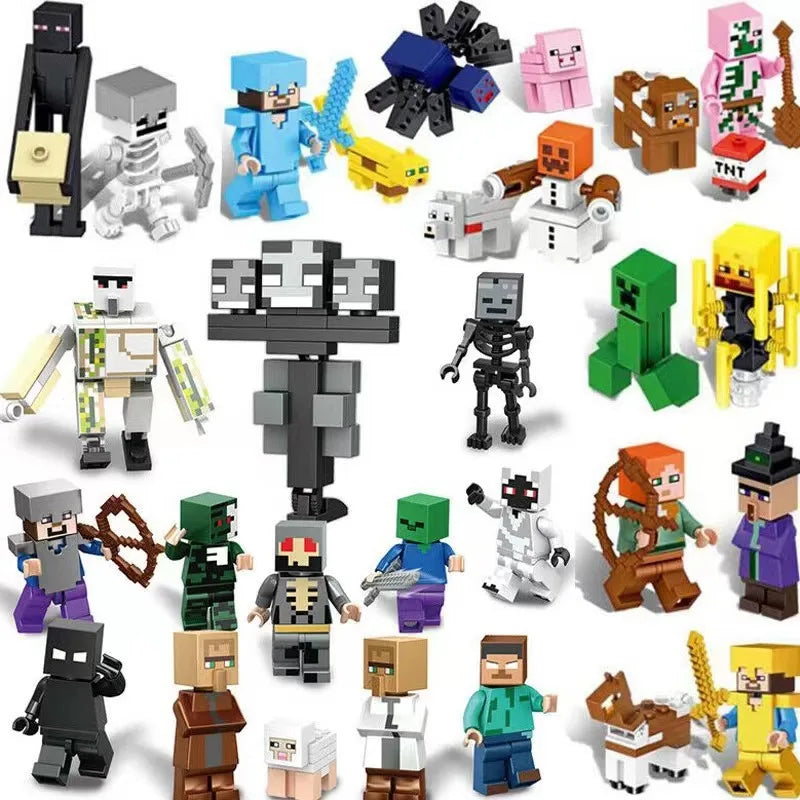 Minecraft Game Steve Creeper Pixel Characters Figures Assemble Toys Herobrine Garage Kit Model Hero Kids Toys Decoration Favor