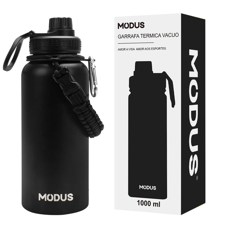 Stainless Steel Vacuum Insulated Water Bottle, Wide Mouth Sports Bottle, Leak Proof Lid with Cord
