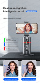 AXNEN AI Auto Following Gimbal Stabilizer 360 Rotation Phone Stand P02 Desktop Tracking Gimbal with Remote for Live Photography