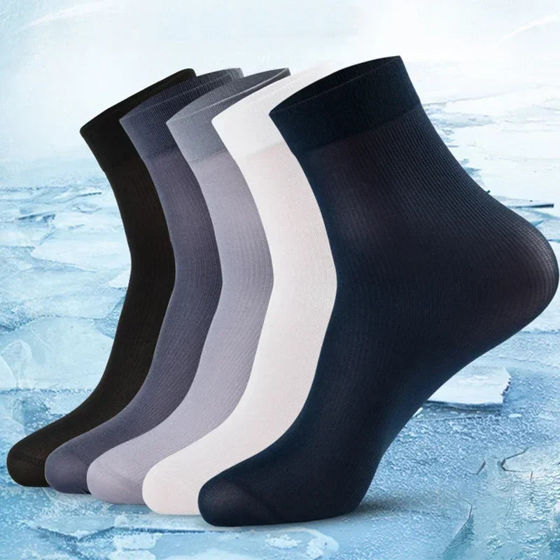 10/20pairs Men Ice Silk Socks Summer Spring Ultra-thin Socks Solid Business Socks Breathable Soft Socks Ankle Bamboo Fiber Socks