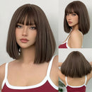 HENRY MARGU Blonde Silky Straight Synthetic Wigs with Bangs Medium Long Natural Platinum Wig for Women Cosplay Heat Resistant