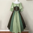 Women Patchwork Medieval Renaissance Dress Halloween Gothic off Shoulder Retro Long Dress